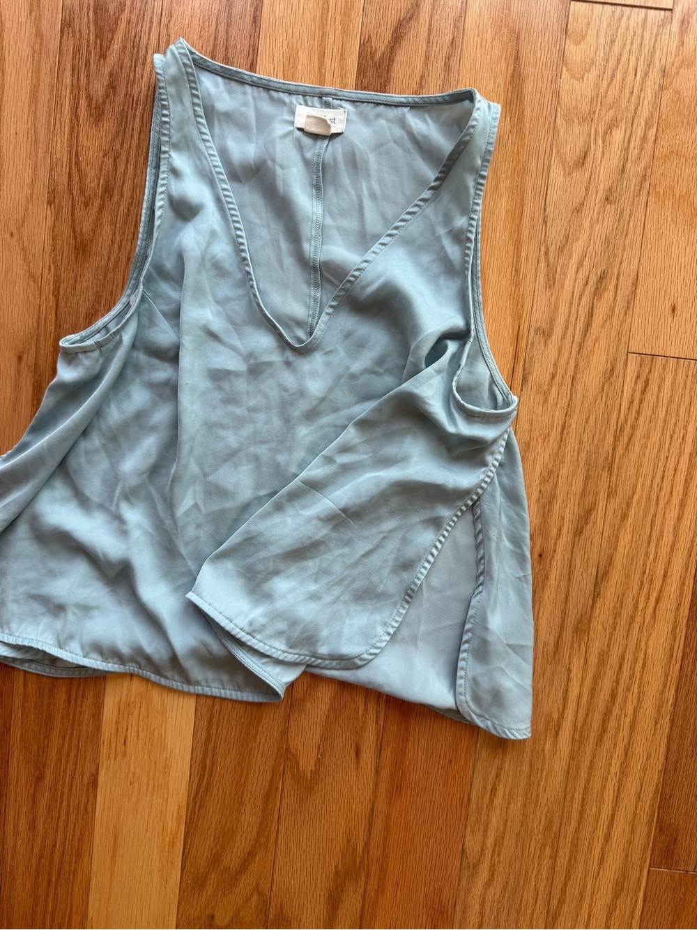 Light Blue V-Neck Women’s satin Tank Top